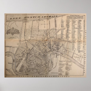Vintage Map of New Orleans Louisiana (1902) Poster
