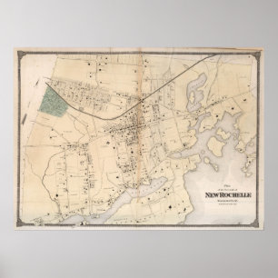 Vintage Map of New Rochelle NY (1867) Poster
