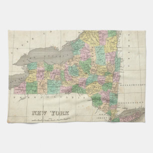 Vintage Map of New York (1827) Tea Towel