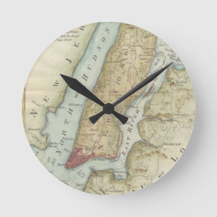 Vintage Map of New York (1869) Round Clock