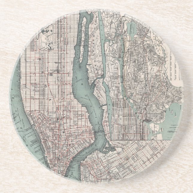 Vintage map of New York (1897) Coaster (Front)