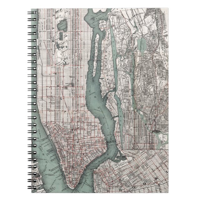 Vintage map of New York (1897) Notebook (Front)