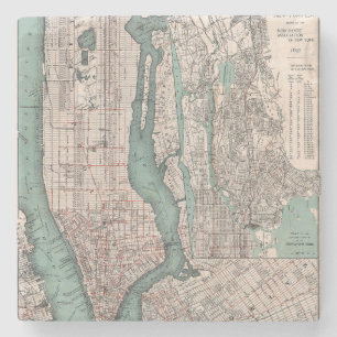 Vintage map of New York (1897) Stone Coaster