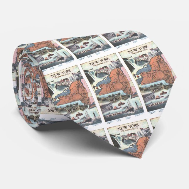 Vintage Map of New York (1921) Tie (Rolled)