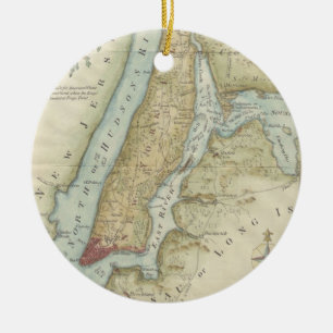 Vintage Map of New York City (1869) Ceramic Tree Decoration