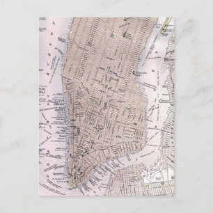 Vintage Map of New York City (1884) Postcard