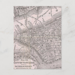 Vintage Map of New York City (1886) Postcard