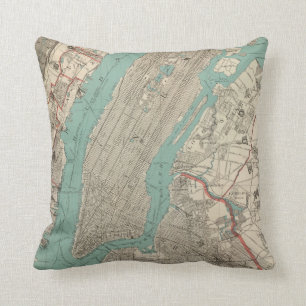 Vintage Map of New York City (1890) Cushion