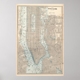 Vintage Map of New York City (1893) Poster