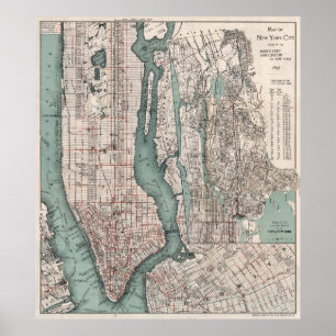 Vintage Map of New York City (1897) Poster