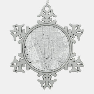 Vintage Map of New York City (1911) Snowflake Pewter Christmas Ornament
