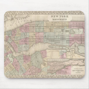 Vintage Map of New York City Mouse Mat