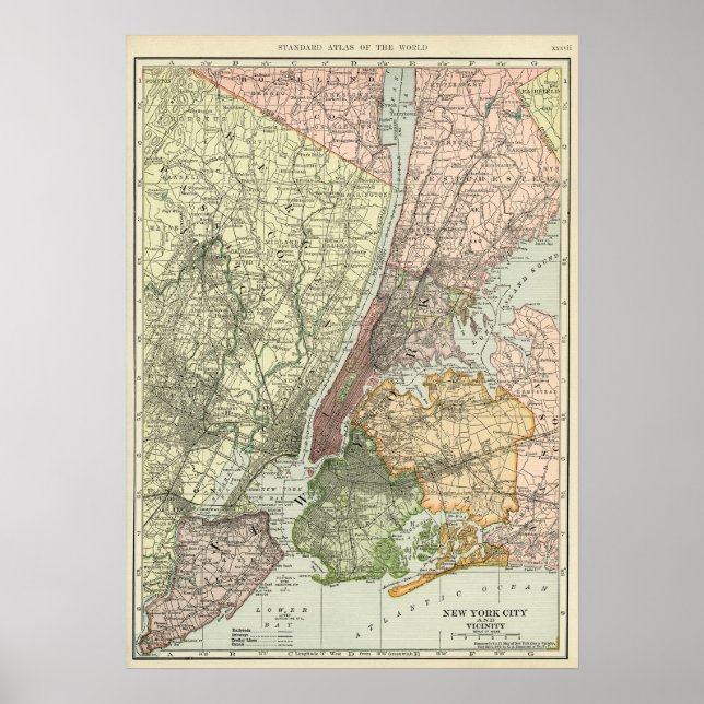 Vintage Map of New York City Poster (Front)