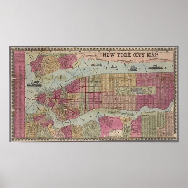 Vintage map of New York City Poster (Front)