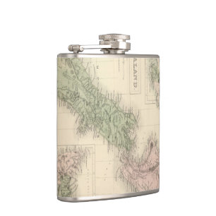 Vintage Map of New Zealand (1854) Hip Flask