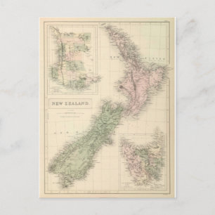 Vintage Map of New Zealand (1854) Postcard