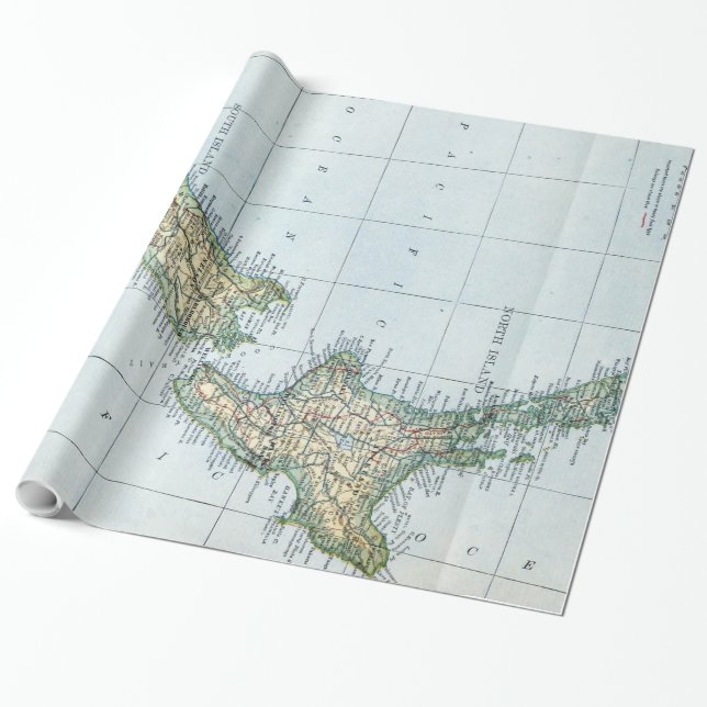 Vintage Map of New Zealand (1921) Wrapping Paper (Unrolled)