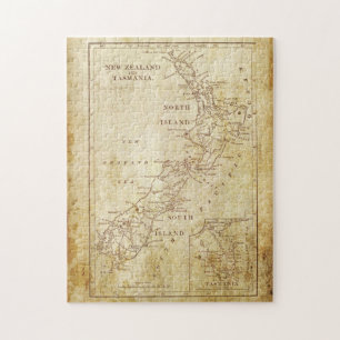 Vintage map of New Zealand c1879 Jigsaw Puzzle