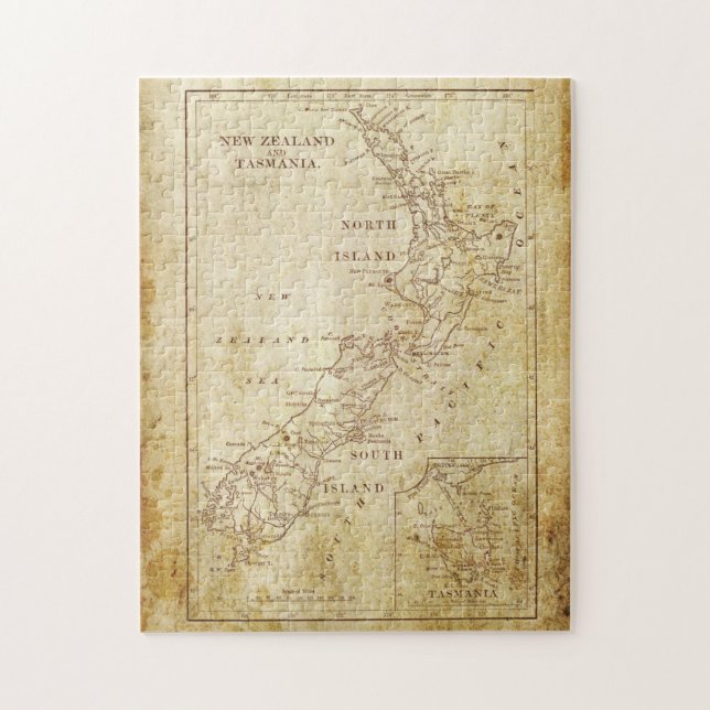 Vintage map of New Zealand c1879 Jigsaw Puzzle (Vertical)