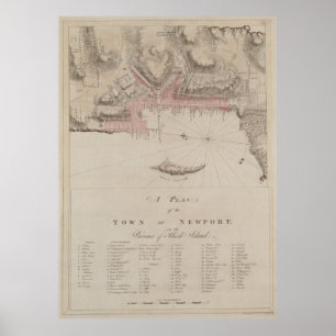 Vintage Map of Newport RI (1781) Poster