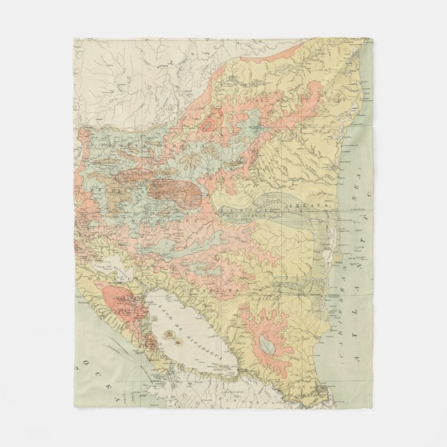 Vintage Map of Nicaragua (1903) Fleece Blanket (Front)