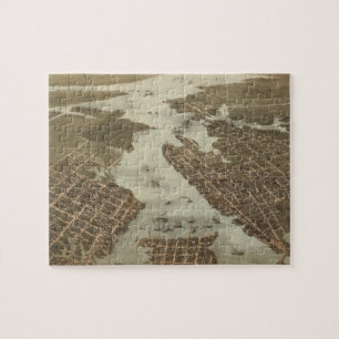 Vintage Map of Norfolk and Portsmouth VA (1873) Jigsaw Puzzle