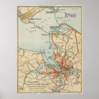 Vintage Map of Norfolk and Portsmouth VA (1919)