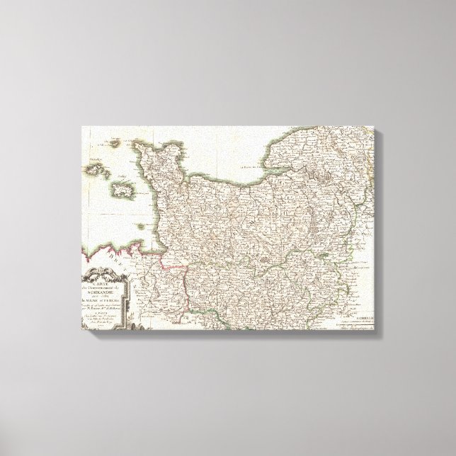 Vintage Map of Normandy (1771) Canvas Print (Front)