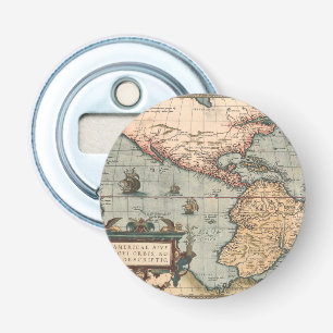 Vintage Map of North America Bottle Opener