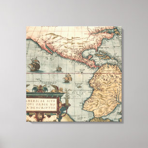 Vintage Map of North America Canvas Print
