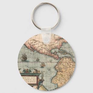 Vintage Map of North America Key Ring