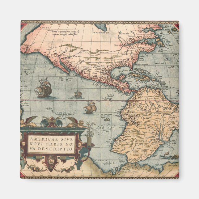 Vintage Map of North America Magnet (Front)