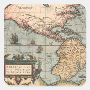 Vintage Map of North America Square Sticker