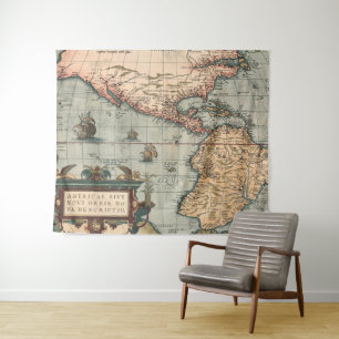 Vintage Map of North America Tapestry