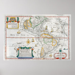 Vintage Map of North and South America Poster