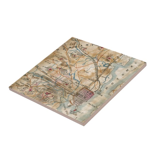 Vintage Map of Northeastern Virginia (1862) Tile (Side)