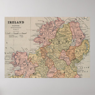 Vintage Map of Northern Ireland (1883) Poster