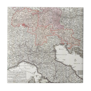 Vintage Map of Northern Italy (1720) Tile