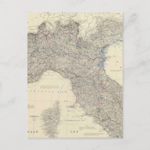 Vintage Map of Northern Italy (1861) Postcard