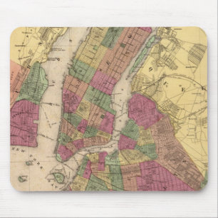 Vintage Map of NYC and Brooklyn (1868) Mouse Mat