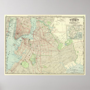 Vintage Map of NYC and Brooklyn (1897) Poster