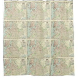Vintage Map of NYC and Brooklyn (1897) Shower Curtain