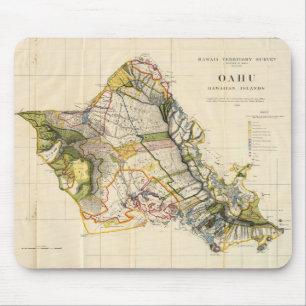 Vintage Map of Oahu Hawaii (1906) Mouse Mat