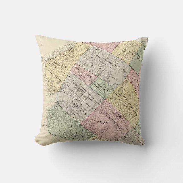 Vintage Map of Oakland California (1878) Cushion (Front)