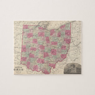 Vintage Map of Ohio (1864) Jigsaw Puzzle