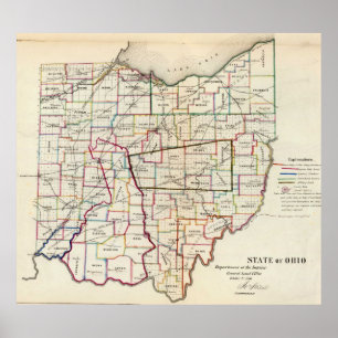 Vintage Map of Ohio (1866) Poster