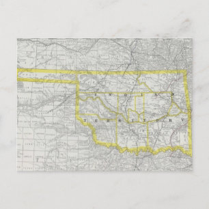 Vintage Map of Oklahoma (1889) Postcard