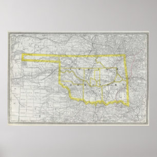 Vintage Map of Oklahoma (1889) Poster