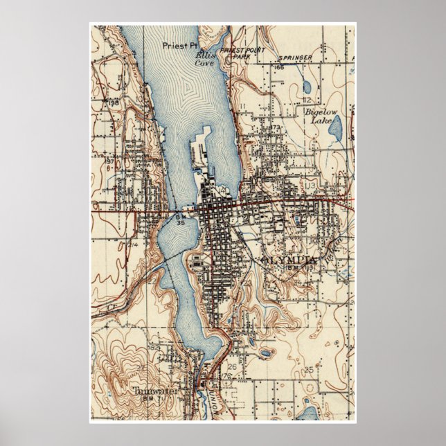 Vintage Map of Olympia Washington (1934) Poster (Front)