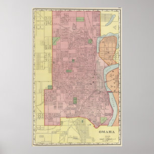Vintage Map of Omaha Nebraska (1903) Poster